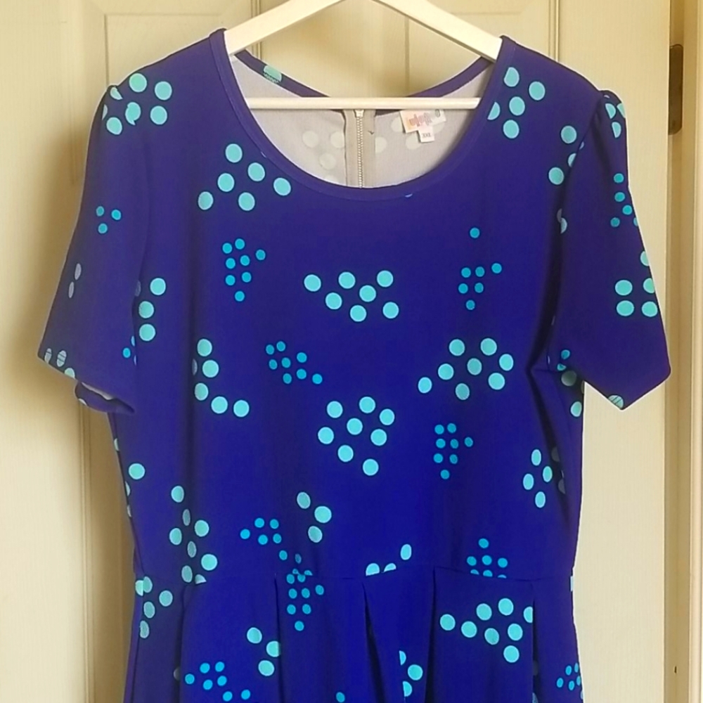 LuLaRoe Amelia Dress, blue with bubbles, Size 3xl